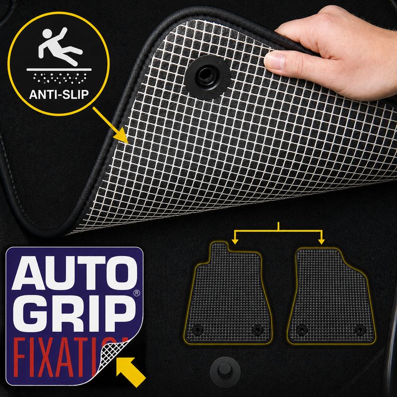 Fixation antiderapante AUTOGRIP Systeme AUTOGRIP : face verso antiderapante d'un tapis de voiture TailleurAuto